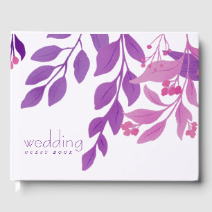 Livro De Visitas Tema de Casamento de Folhas Roxas