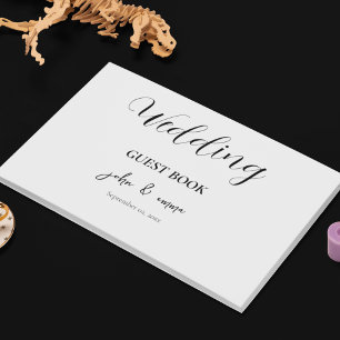 Livro De Visitas Tema Elegante de Casamento Negro e Branco