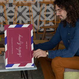 Livro De Visitas Tema Real de Casamento Vermelho e Azul