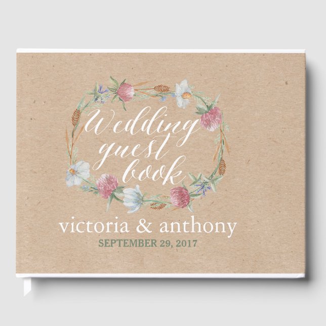 Livro De Visitas Terra De Flor Selvagem No Casamento De Kraft Count (Frente)