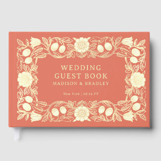 Livro De Visitas Terracota Casamento Floral Personalizado Vintage