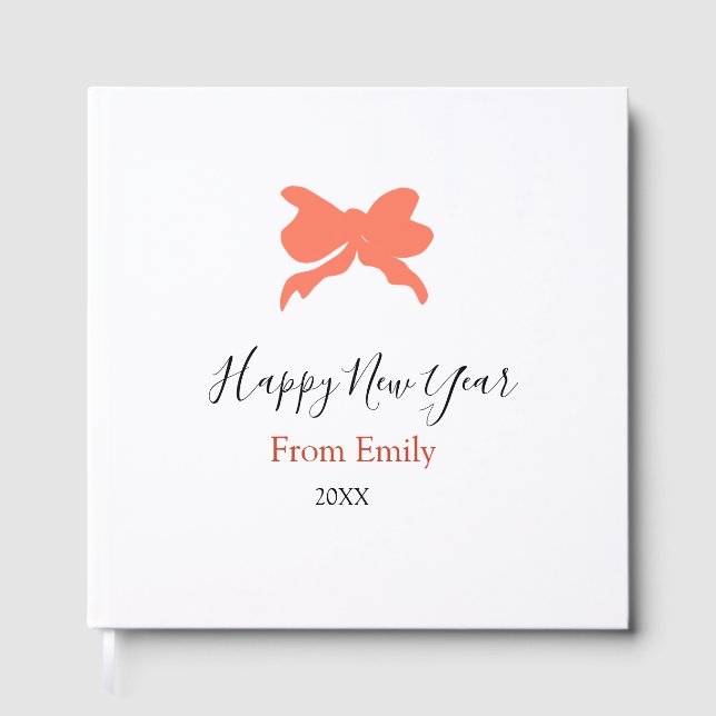 Livro De Visitas Terracotta bow happy new year name year boho retro (Frente)