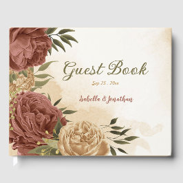 Livro De Visitas terracotta Earth tone casamento floral