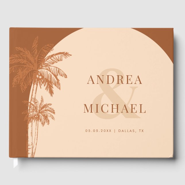 Livro De Visitas Terracotta Palm Trees & Ampersand Beach Weding (Frente)