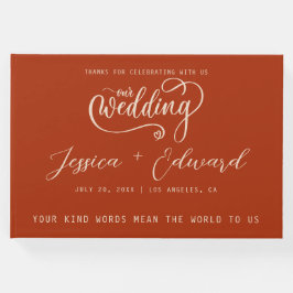 Livro De Visitas Terracotta Queimou Laranja Elegante Moderno Minima