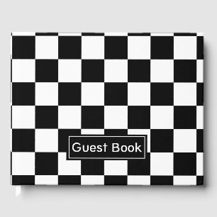 Livro De Visitas Teste padrão Checkered preto e branco