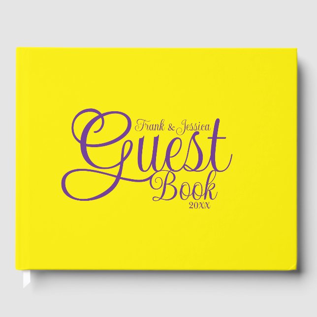 Livro De Visitas Texto de Caligrafia Roxo Moderno Elegante (Frente)