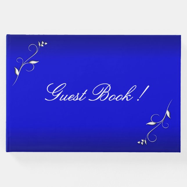 Livro De Visitas Texto Personalizado dos Acentos Florais Azuis Elét (Frente)