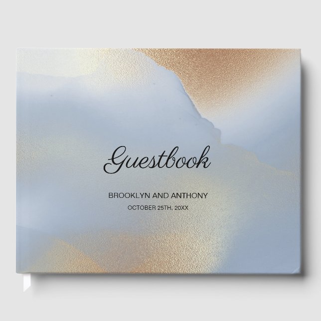 Livro De Visitas Textura Azul e Dourada (Frente)