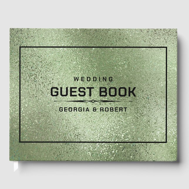 Livro De Visitas Textura iridescente verde Shimmering (Frente)