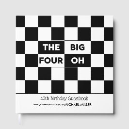 Livro De Visitas The Big 4 Oh Black White Checkered 40th Birthday
