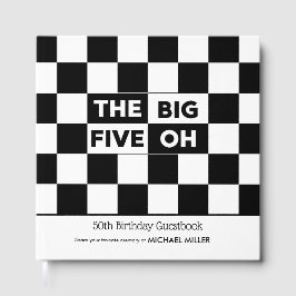 Livro De Visitas The Big 5 Oh Black White Checkered 50th Birthday