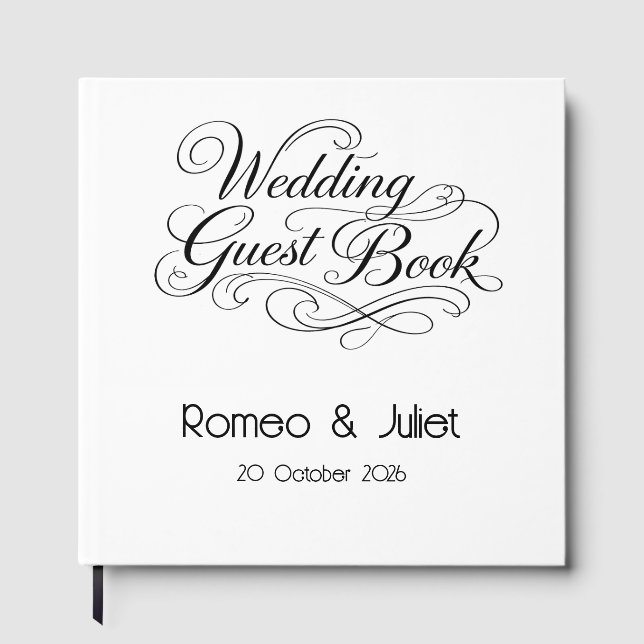 Livro De Visitas The Flourished Script Wedding Guest Book (Frente)
