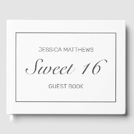 Livro De Visitas Tiara Moderno, Minimalista, White Sweet 16 Anivers