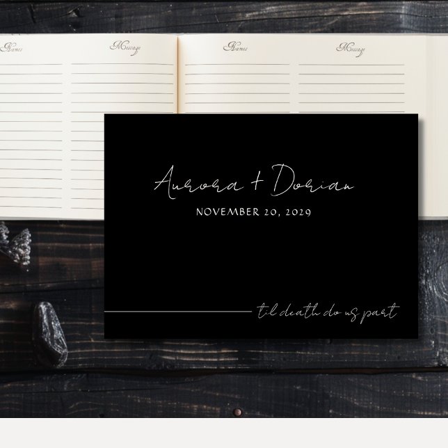 Livro De Visitas Til Death Black Elegant Weding Guest Book (Criador carregado)