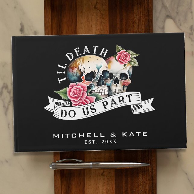 Livro De Visitas Til Death Nos Parte Skulls & Rosa Black Wedding (Til Death Do Us Part Skulls & Roses Black Wedding Guest Book
)
