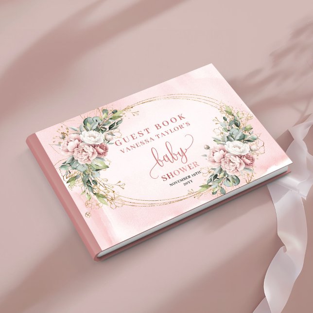 Livro De Visitas Timeless Pink Floral Greenery Baby Guest Book (Timeless Pink Floral Greenery Baby Guest Book)