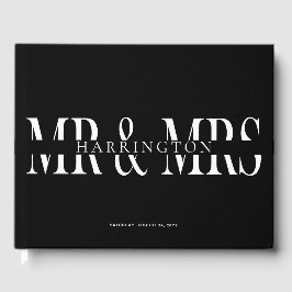 Livro De Visitas Tipografia Branca Negra Moderna Sr. & Sra. Wedding