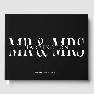 Livro De Visitas Tipografia Branca Negra Moderna Sr. & Sra. Wedding