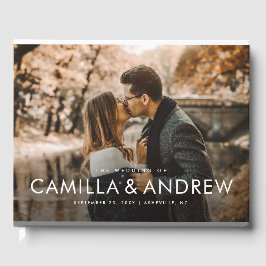 Livro De Visitas Tipografia Moderna e Elegante Nomes Foto Casamento