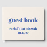 Livro De Visitas Tipografia Negrito Ivory Blue Cute Bat Mitzvah<br><div class="desc">Tipografia Negra Livro de Convidado do Bat Mitzvah,  Azul-marfim</div>