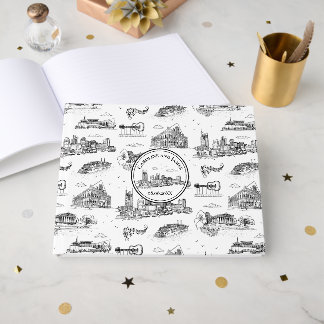 Livro De Visitas Toile de Nashville Preto e Branco