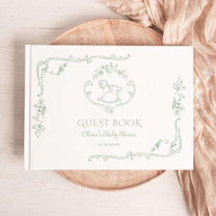 Livro De Visitas Toile Sage green Rocking Chá de fraldas