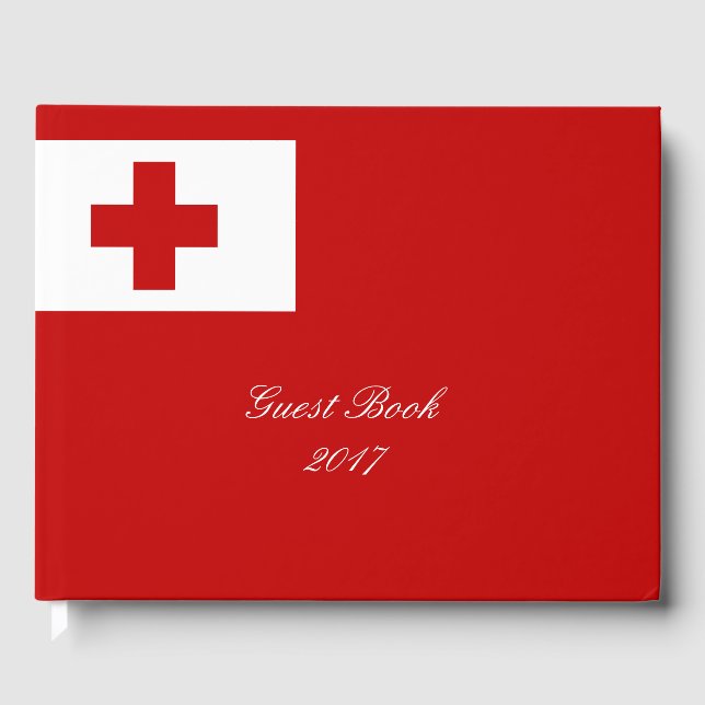 Livro De Visitas Tonga Island Flag Red Cross (Frente)