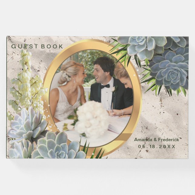 Livro De Visitas Tons Especiosa de Azuis Pálidos Casamento (Frente)