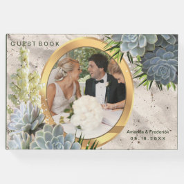 Livro De Visitas Tons Suculentos de Tons Azul Claro Casamento