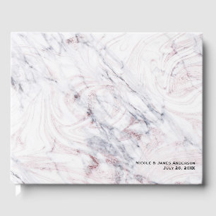 Livro De Visitas Toque de Rosa Branco e Cinza Chic Casamento