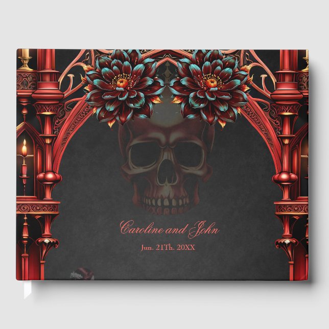 Livro De Visitas Torres majestosas com flores escuras. (Frente)