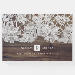 Livro De Visitas Traço branco | Casamento de madeira de barn