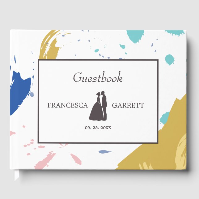 Livro De Visitas Traço Colorido do Pincel e Ilustração (Frente)