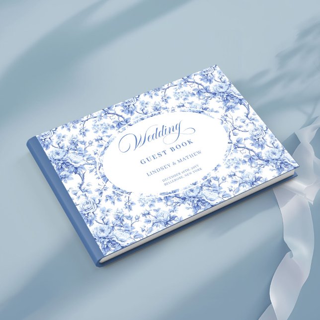 Livro De Visitas Traditional French Blue Toile Roses Guest Book (Traditional French Blue Toile Roses Guest Book)