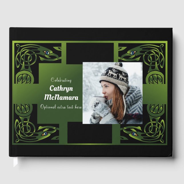 Livro De Visitas Traditional Green Irish Celtic Design (Frente)