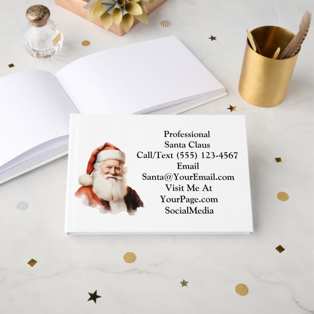 Livro De Visitas Traditional Santa Claus Business Card (Frente aberta)
