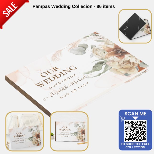 Livro De Visitas Trending Terracotta Pampas Grass Weding (Criador carregado)