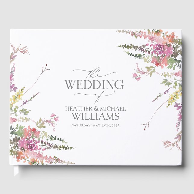 Livro De Visitas Trendy Elegant Wildflower Wedding (Frente)