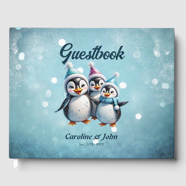 Livro De Visitas Três pinguins adoráveis (Frente)