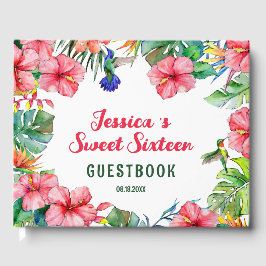 Livro De Visitas Tropical Floral Havaiana Doce Dezesseis