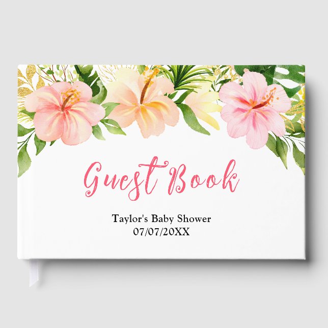 Livro De Visitas Tropical Jungle Floral Baby Shower (Frente)