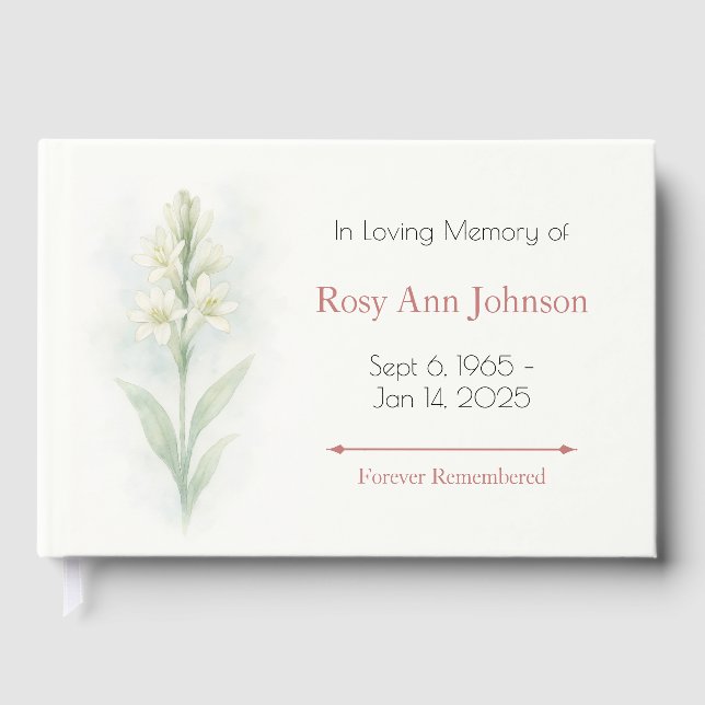 Livro De Visitas Tuberose Funeral Guest Book - Na Memória Adoradora (Frente)