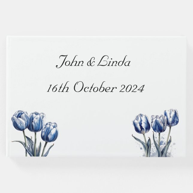 Livro De Visitas Tulipas no Azul Delft (Frente)