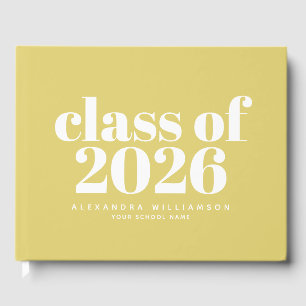 Livro De Visitas Turma de 2026 Retro Amarelo Suave Nome Personaliza
