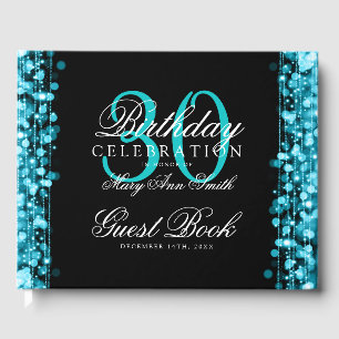 Livro De Visitas Turquesa elegante dos Sparkles do partido de