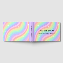 Livro De Visitas Two Groovy | Retro Pastel Rainbow 2nd Birthday