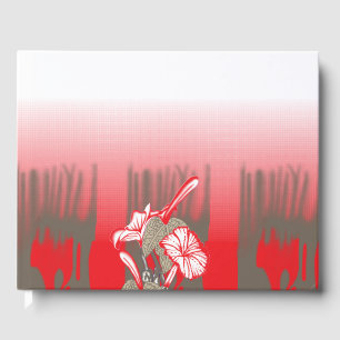 Livro De Visitas Um design gráfico vibrante apresenta um vermelho,