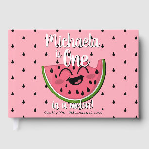 Livro De Visitas Um em Melon Watermelon Primeiro Aniversário