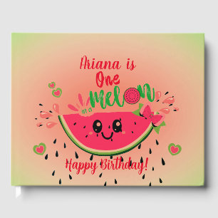 Livro De Visitas Um em um aniversário de verão da Melon Watermelon